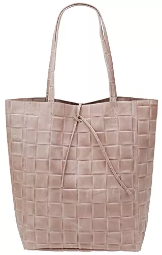 SH Leder Taschen & Rucksäcke SH Leder ® Damen Echtleder Shopper in geflochtene print mit Innentasche in vielen Farben Schultertasche Henkeltasche 37x29cm Kamilla G267