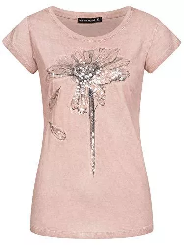 FRESH MADE T-Shirts FRESH MADE Damen T-Shirt Pusteblume LFM-156/LFM-159 mit Pailletten-Druck