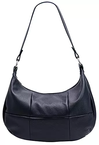 SH Leder Taschen & Rucksäcke SH Leder Echtleder Schultertasche Handtasche gesteppt Look aus Genarbte Leder 38x24cm Lima G646