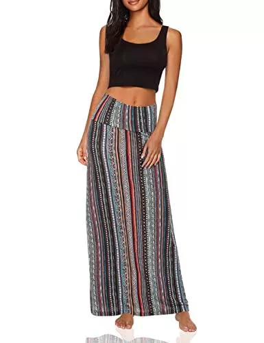 EXCHIC Röcke Damen Boho Lang Rock Weicher Dehnbarer Maxirock