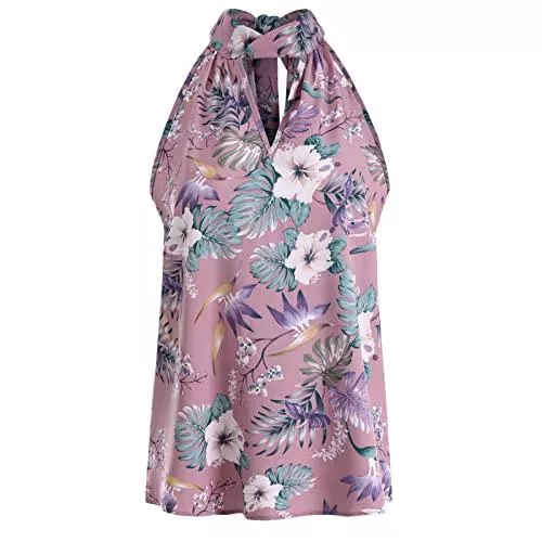 Ejoyous Ärmellose Blusen Damen Ärmellose Tank Top Neckholder Chiffon Bluse T Shirt Lose Bluse Elegant Weste Sommer Tops Shirts Sommer Oberteile