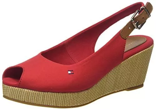 Tommy Hilfiger High Heels Tommy Hilfiger Damen Iconic Elba Sling Back Wedge Peeptoe Sandalen