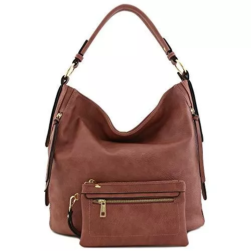 FashionPuzzle Taschen & Rucksäcke 2-teiliges Set Hobo-Tasche aus Kunstleder, Größe XL, mit Geldbörse