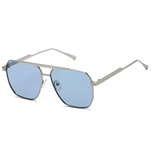 kimorn Sonnenbrillen & Zubehör kimorn Polarisierte Sonnenbrille für Damen und Herren Retro, übergroß quadratisch Vintage modisch UV400 klassische große Metall Sonnenbrille K1221