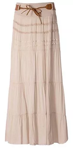 FASHION YOU WANT Röcke FASHION YOU WANT Damen Sommer Rock Größe 34/36 bis Größe 50/52 verfügbar Langer Maxirock Strandrock Sommerock lang Gürtel Amber Boho Retro Maxirock