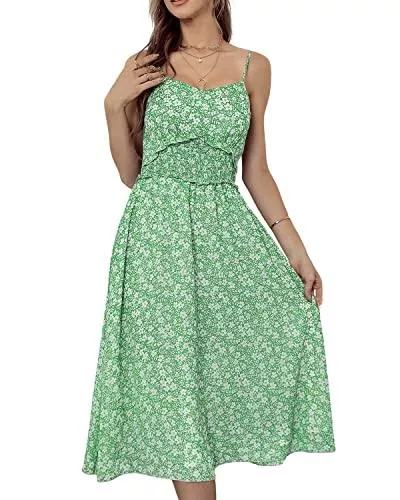 BebreezChic Freizeit BebreezChic Kleider Women Trägerkleid Leichte Elegant Smocked Sommerkleider Blumenkleider
