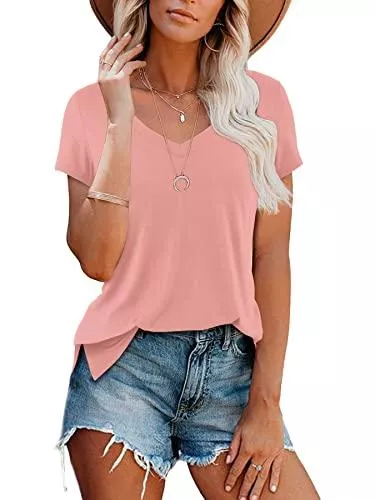Beluring T-Shirts Beluring Damen Shirts Tiefer V-Ausschnitt Kurzarm/Langarm Oberteil Tshirt