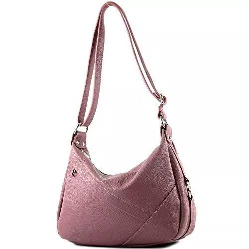 modamoda de Taschen & Rucksäcke modamoda de -T164 - ital Schultertasche Umhängetasche aus Leder