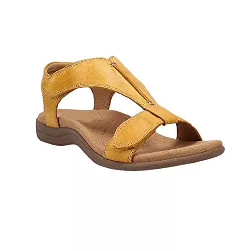 PYLTT Sandalen & Slides PYLTT Damen Flache Sandalen Damen Slide Sandale Fußgewölbe Stützende Riemchen Offene Zehen Schuhe - Klettverschluss Slides Sandalen für Damen