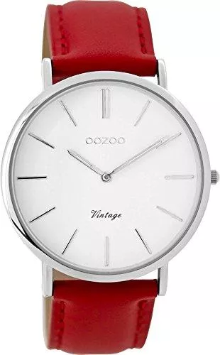 Oozoo Uhren Oozoo Vintage Damenuhr Lederband 40 MM Weiss/Rot C9307