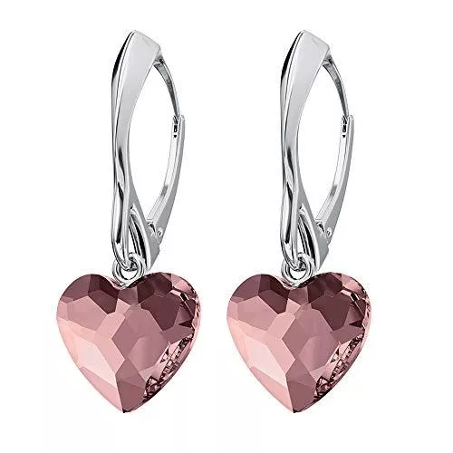 Panda-Jewellery Schmuck 925-Sterling Silber Ohrringe mit Marken Kristalle - Herz - Viele Farben - Ohrhänger für Frauen - Schön Schmuck Für Damen mit Geschenkbox