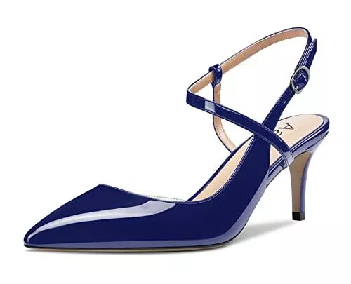 Aachcol High Heels Aachcol Damen Slingback Pumps Knöchelriemen Schuhe Stiletto Mittlerem Absatz Heel Geschlossene Spitze Zehenkappe Schuhe 6.5 cm