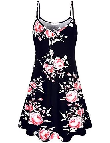 SeSe Code Freizeit SeSe Code Damen Casual Spaghettiträger Floral Gedruckt Sommer Strand Swing Kleid