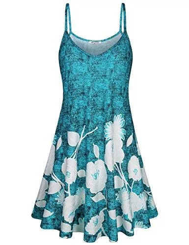 SeSe Code Freizeit SeSe Code Damen Casual Spaghettiträger Floral Gedruckt Sommer Strand Swing Kleid