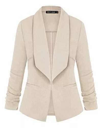 MINTLIMIT Blazer MINTLIMIT Damen Casual 3/4 Ärmel Vorne Offen Blazer Seitentaschen Arbeit Suit Büro Jacke