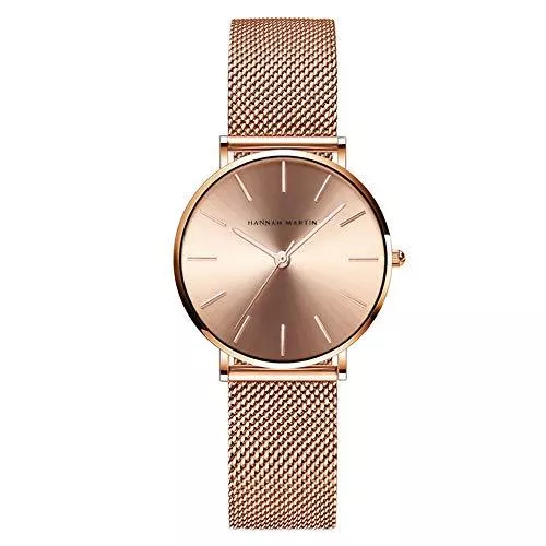 HANNAH MARTIN Uhren Hannah Martin Damen Uhren Analog Quarz Edelstahl Armband Wasserdicht Mesh Ultradünne