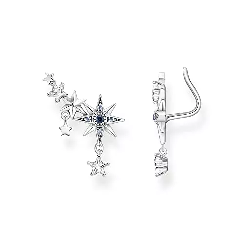 THOMAS SABO Schmuck THOMAS SABO Sabo Ohrringe Ear Climber Royalty Sterne mit Steinen aus 925 Sterlingsilber, Maße: ca. 1,5cm x 1,8cm, H2223-945-7