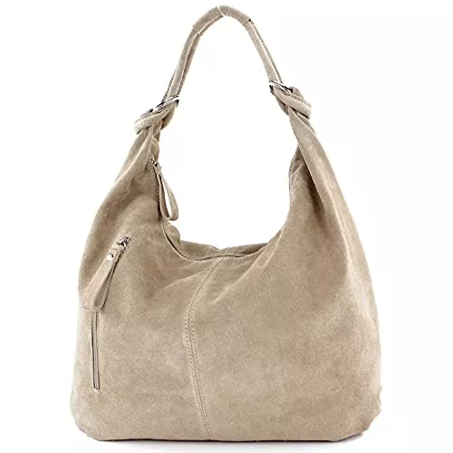 modamoda de Taschen & Rucksäcke modamoda de - T158 - ital Schultertasche aus Wildleder Leder