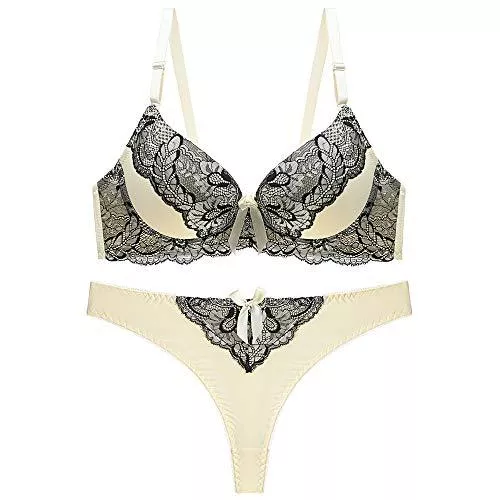 Swbreety Unterwäsche & Dessous Swbreety Damen Spitze BH und Tanga Set Push Up Underiwre BHs Stickerei Spitze Dessous Se