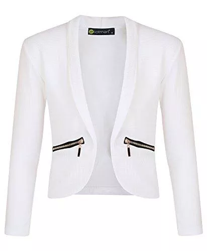 LOTMART Blazer LOTMART Mädchen Lang Ärmel Offene Vorderseite Reißverschluss Tasche Jacke Kinder Blazer Strickjacke Top