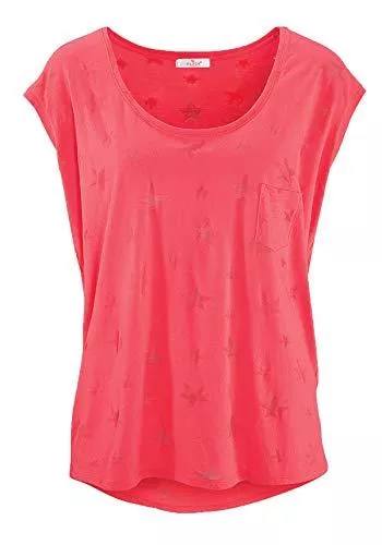 ELFIN T-Shirts ELFIN Damen T-Shirt Kurzarmshirt Basic Tops Ärmelloses Tee Allover-Sternen Ausbrenner Shirt Sommer Shirt