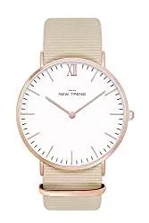 New Trend - Love for Accessories Uhren Armbanduhr Rosegold Weiss Skandinavisch Schlicht für Damen &amp; Herren, Lederarmband-Optik oder Edelstahl-Metallarmband Ø 38 MM