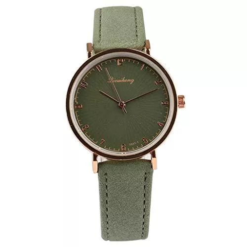 Weimingshop Uhren Weimingshop Damenuhr Elegante Uhr für Frauen Künstliche Kunstleder Band Damenuhr, Runder Form Zeigertyp-Uhr, Easy Reader Uhr Modilable und Kreativität Watch, für Damen Maiden (Color : Green)
