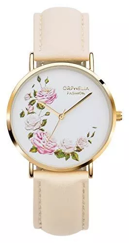 Orphelia Uhren Orphelia Fashion Damen Analog Quartz Uhr Floral mit Leder Armband