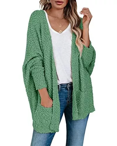 Saodimallsu Strickjacken Saodimallsu Damen Strickjacken Popcorn Oversized Offene Front Boyfriend Fledermaus Langarm Fuzzy Knit Pullover