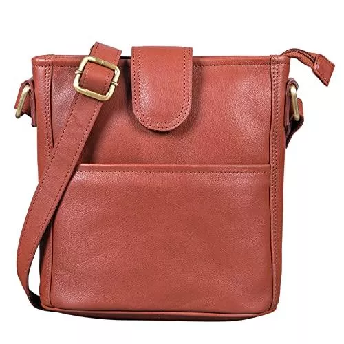 LEABAGS Taschen & Rucksäcke LEABAGS Athens Umhängetasche I Echtes Leder I Handtasche für Damen I Vintage Look I Umhängetasche I Shopper I Schultertasche I Multitasche I Braun for Caramel - M (24x23x6 cm)