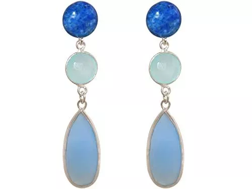 Gemshine Schmuck Gemshine Ohrringe mit blauen Lapis Lazuli und Chalcedonen. Ohrhänger aus 925 Silber, vergoldet oder rose. Nachhaltiger, qualitätsvoller Schmuck Made in Spain