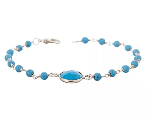 Gemshine Schmuck Gemshine Armband mit Türkis Edelsteinen und Anhänger in 925 Silber oder hochwertig vergoldet. Nachhaltig - Qualitätvoll - Made in Germany