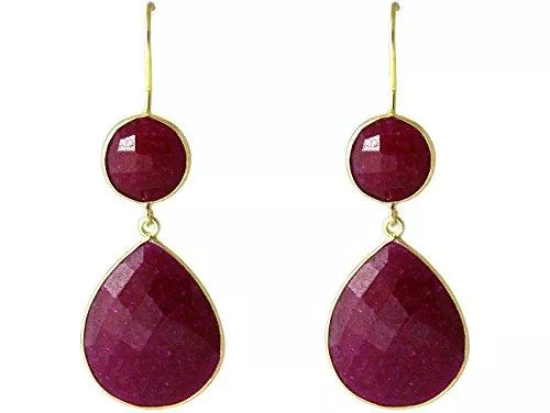 Gemshine Schmuck Gemshine - Damen - Ohrringe - 925 Silber - Vergoldet - Rubin - Rot - CANDY - Tropfen - 6 cm