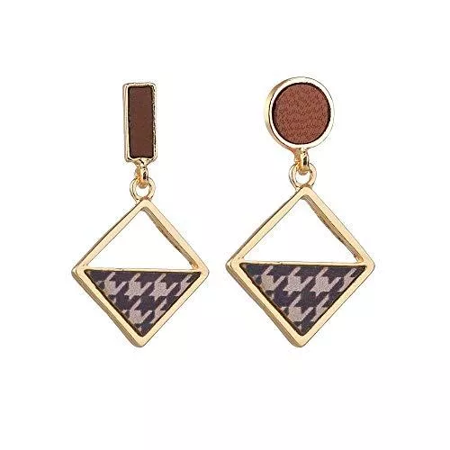 Ksydhwd Schmuck Ohrring Neue Welle Von Temperament Asymmetrische Gitter Ohrring Ohrstecker S925 Silber Nadel Mode Schmuck