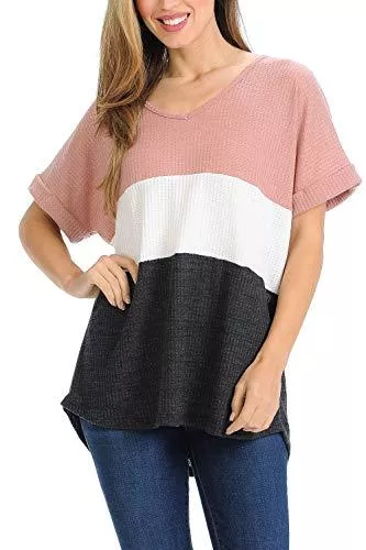 Auliné Collection Kurzarmblusen Auliné Collection Damen Oversized Farbblock, kurzärmelig, gestrickt, Tunika