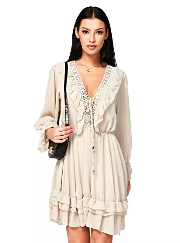 Och Bella Freizeit Och Bella Sommerkleid Damen - aus Angenehm Luftigem Material Damen Kleider Sommer - Casual Boho Kleid Ideal für den Sommer - Stylisches Kleid Damen Elegant in Verschiedenen Variationen