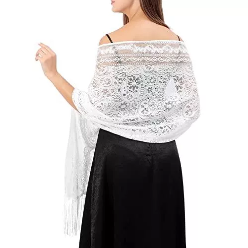 Ladiery Schals & Tücher Ladiery Stola für Damen Festlich Spitzenschal Party Schals Für Abendkleid, weicher Cashew Schal Hochzeitskleider