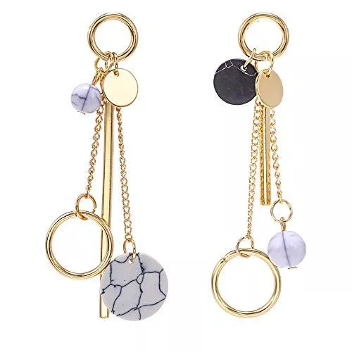 Idin Jewellery Schmuck Idin Jewellery Mismatched Ohrringe in Tropfenform, Weiß mit Marmor-Effekt