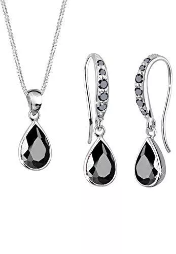 Elli Schmuck Elli Schmuckset Damen Tropfen funkelnd elegant mit blauen Zirkonia Kristallen in 925 Sterling Silber