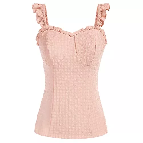 Belle Poque Tops Belle Poque Damen Vintage Sommer Tops mit gesmoktem Rücken Casual Tops