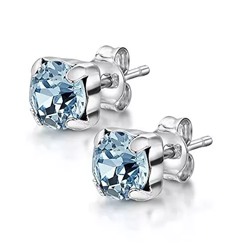 Amberta Schmuck Amberta Ohrstecker aus Echt 925 Sterling Silber mit Swarovski-Kristallen - Paar Quadratische Ohrringe für Damen
