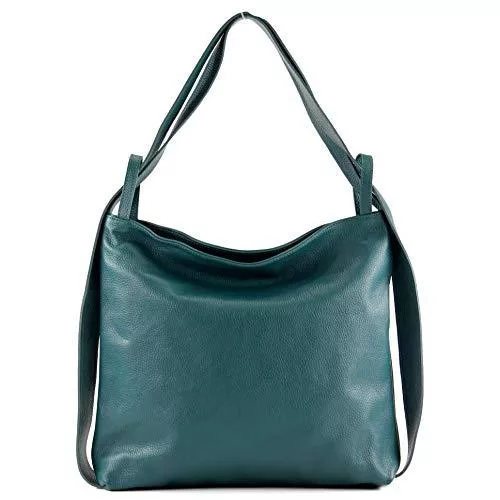 modamoda de Taschen & Rucksäcke modamoda de - T192 - ital. Damen Rucksacktasche 2in1 aus Leder