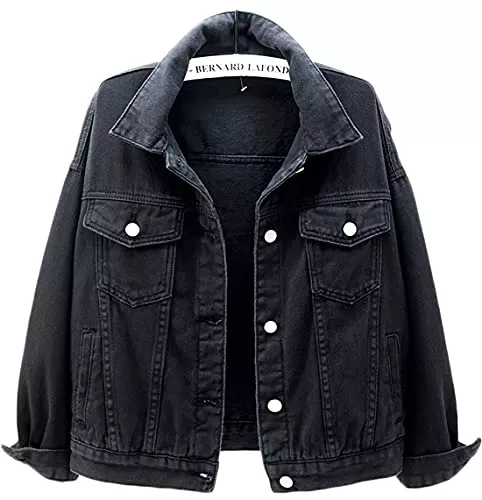 WINKEEY Jacken WINKEEY Damen Jacke Jeans Mantel für Herbst und Frühling Knopf Umlegekragen Denim Jaket Knopf Umlegekragen Denim Jaket