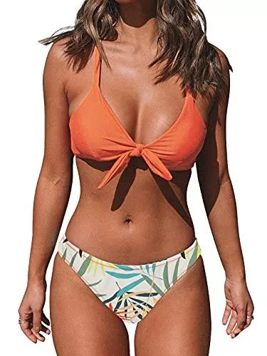 CUPSHE Bademode CUPSHE Damen Bikini Set Knot Triangel Bikini Swimsuit Low Rise Bademode Zweiteiliger Badeanzug