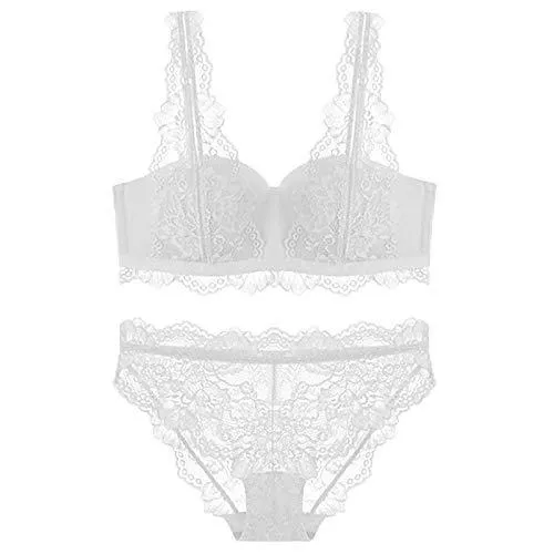 Cwang Unterwäsche & Dessous Cwang Damen Unterwäsche Set BH mit Bügel ohne Polster Unterhosen Spitze Slips Nachtwäsche Dessous Sets