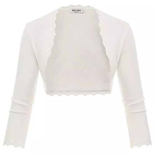 GRACE KARIN Strickjacken GRACE KARIN Damen Bolero 3/4 Ärmel Open Front Copped Shrug Bolerojacke Kurz Elegant Cardigan