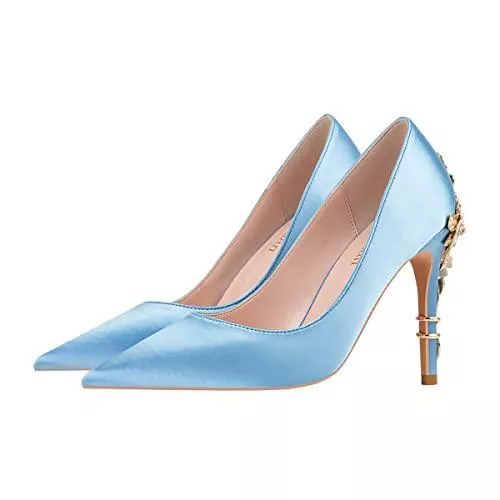 JOEupin High Heels JOEupin High Heels Damen-Pumps mit spitzem Zehenbereich, Satin-Pumps mit Stiletto-Absatz, Braut-Partykleid, Abend- und Hochzeitsschuhe für Damen