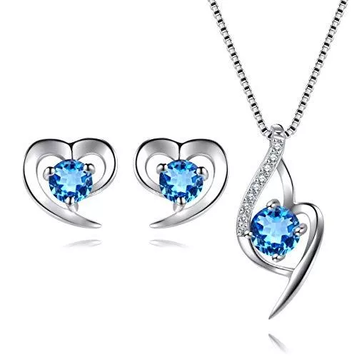EVERU Schmuck Herz Schmuckset Silber 925 Damen Kette und Ohrringe Set mit Zirkonia Stein Für Fraun &amp; Mädchen Geschenk