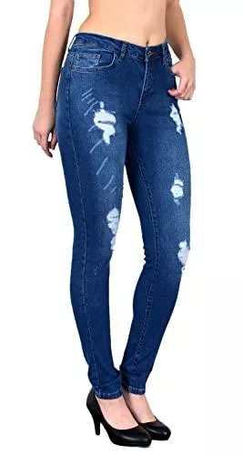 ESRA Jeans ESRA Damen Jeans Jeanshose Damen Skinny High Waist Hochbund Hose bis Übergröße S300