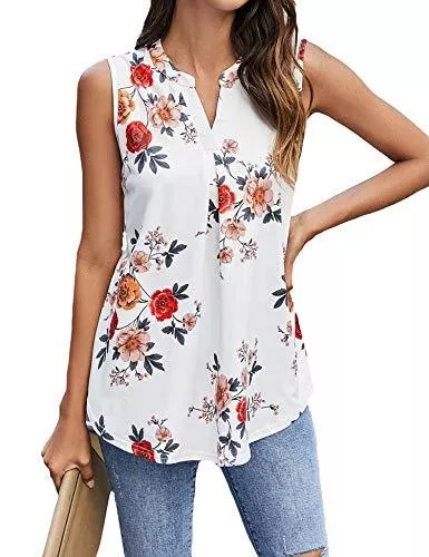 Lalala Ärmellose Blusen Lalala Damen V Ausschnitt Bluse 3/4 Ärmel Tunika Elegant Casual Arbeit Oberteile Langshirt Hemd T-Shirt Tops